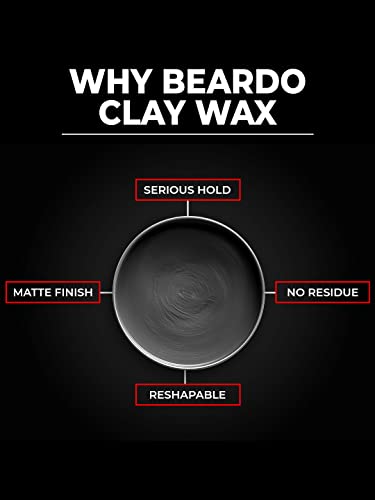 שעווה לחימר שיער של Beardo לגברים, 100 גרם | סיום מט עם נפח | אחזקה חזקה סגנונות שיער הניתנים לניתוח מחדש | עם קלייין קליי | משמש על ידי אנשי מקצוע בסלון 3.4fl oz